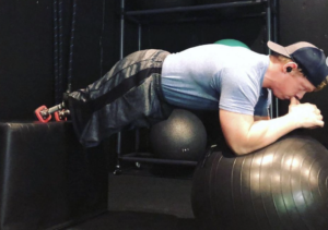 Elbow plank on a stability ball
